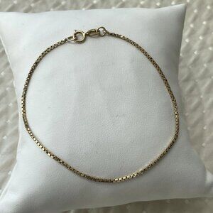 10KT Gold Box Chain Bracelet 7” 1.45g Stamped BY